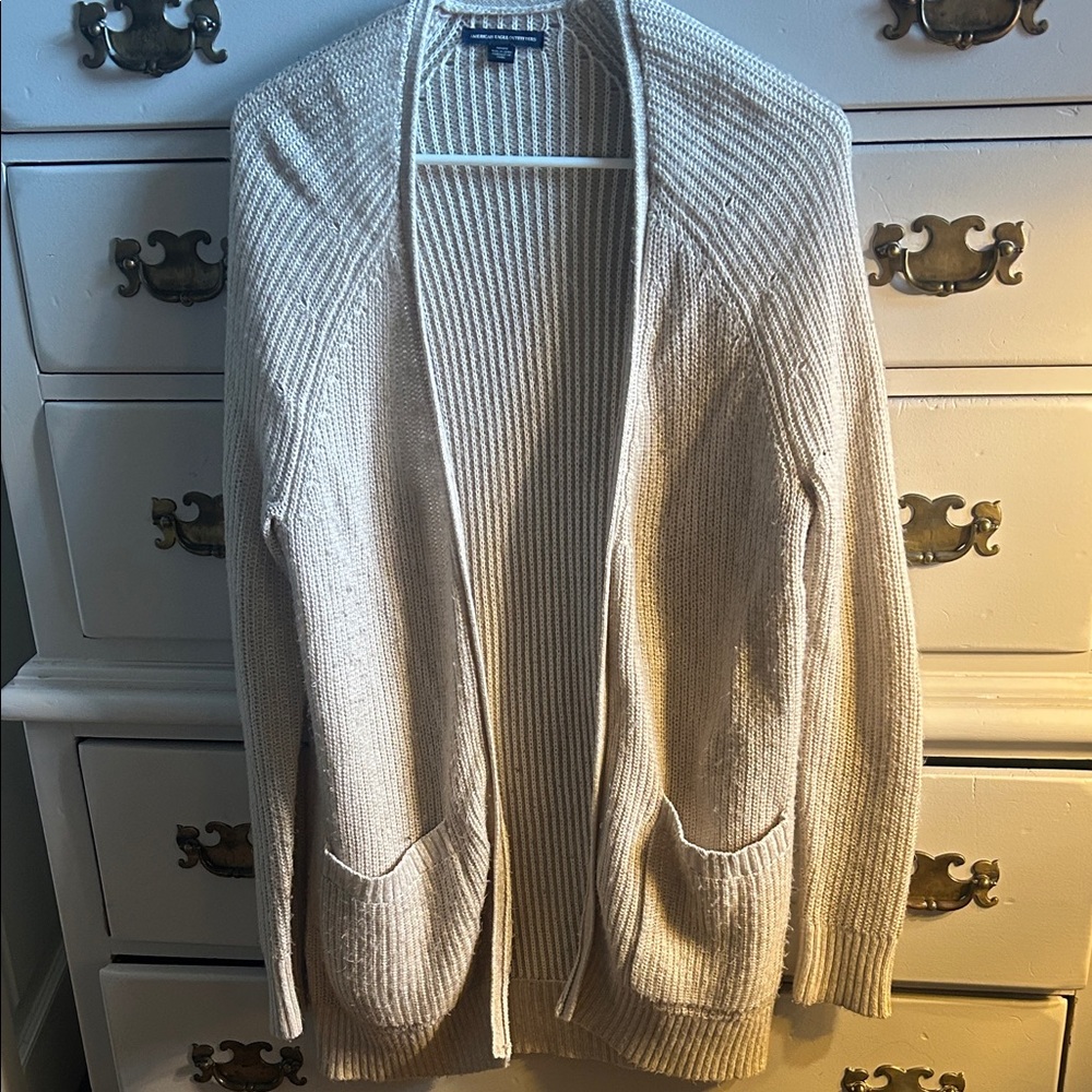 American Eagle Beige Open-Front Cardigan, Women’s Medium